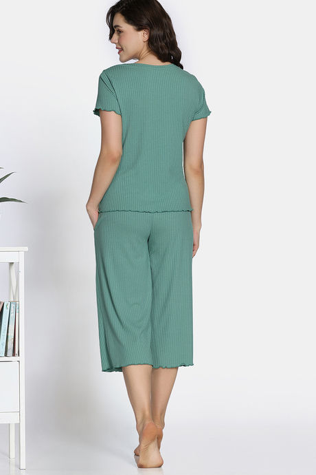Zivame 2 Mile Fashion Knit Poly Capri Sets - Granite Green — image 4